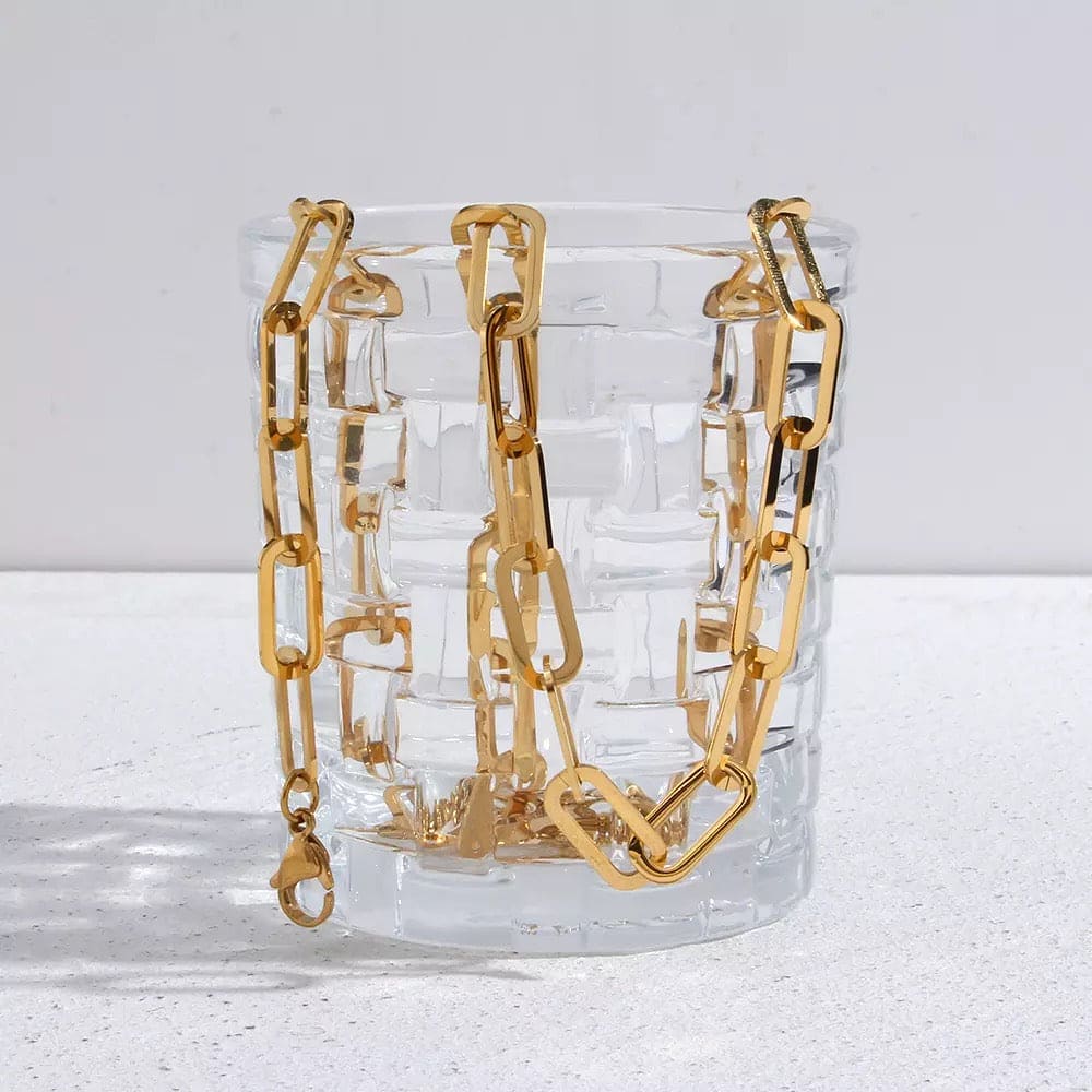 1 Pair of Simple Necklace Bracelet Set, Chunky Paper Clip Chain Necklace Bracelet, Rectangle Chain Choker Necklaces for Women 1 Pair of Simple Necklace Bracelet Set, Chunky Paper Clip Chain Necklace Bracelet, Rectangle Chain Choker Necklaces for Women